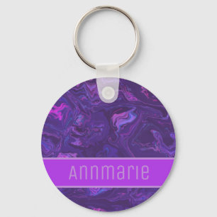 Modern Paarse marmer Abstract Sleutelhanger