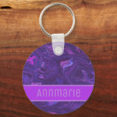 Modern Paarse marmer Abstract Sleutelhanger (Voorkant)