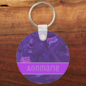 Modern Paarse marmer Abstract Sleutelhanger (Voorkant)