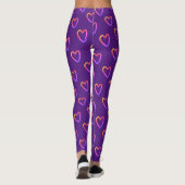 Modern Paarse met regenboog harten patroon Leggings (Achterkant)