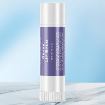 Modern paarse met witte tekst lippenbalsem tube la