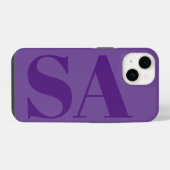 Modern paarse minimaal monogram iPhone hoesje (Achterkant horizontaal)