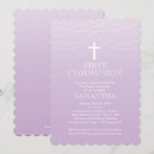 Modern Paarse Ombre Garland Cross Commune Kaart (Voorkant / Achterkant)