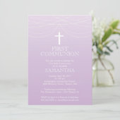 Modern Paarse Ombre Garland Cross Commune Kaart (Staand voorkant)