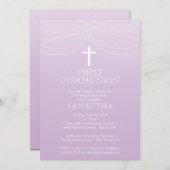 Modern Paarse Ombre Garland Cross Commune Kaart (Voorkant / Achterkant)