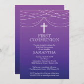 Modern Paarse Ombre Garland Cross Commune Kaart (Voorkant / Achterkant)