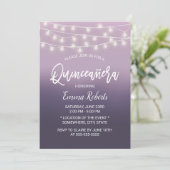 Modern Paarse Ombre Quinceanera 15 Birthday Kaart (Staand voorkant)