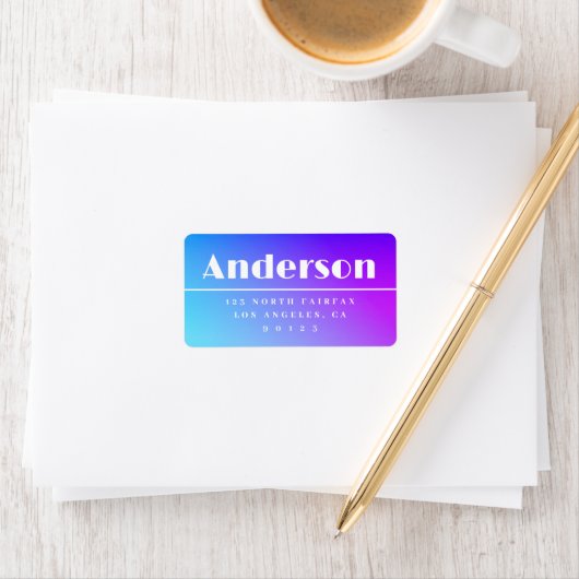 Modern Paarse Ombre retouradres Etiket (Insitu)