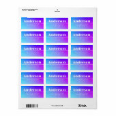 Modern Paarse Ombre retouradres Etiket (Full Sheet)