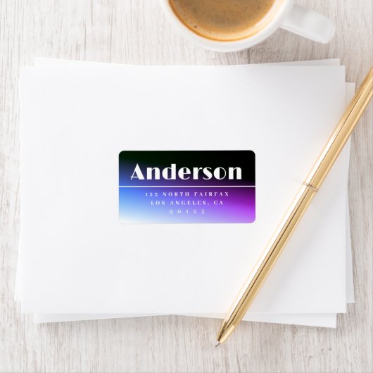 Modern Paarse Ombre retouradres Etiket (Insitu)