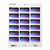 Modern Paarse Ombre retouradres Etiket (Full Sheet)