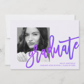 Modern Paarse Ombre Typografie Foto Afstudeerder P Kaart (Voorkant)