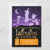 Modern Paarse Oranje zwarte Halloween kostuum Kaart (Voorkant)