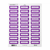 Modern Paarse Peacock Bruiloft Retouradres Label (Full Sheet)