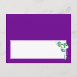Modern Paarse Peacock Wedding Writable Place Card Briefkaart