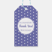 Modern Paarse poka Dot Name Birthday Party Favor Cadeaulabel (Achterkant)