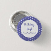 Modern Paarse Polka Dots Name Birthday Boy Ronde Button 3,2 Cm (Voorkant /achterkant)
