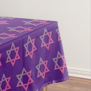 Modern Paarse Purim STER OF DAVID Tafelkleed