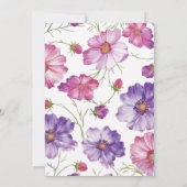 Modern Paarse Roze Bloesem Script Fotobruiloft Save The Date (Achterkant)