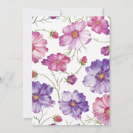 Modern Paarse Roze Bloesem Script Fotobruiloft Save The Date (Achterkant)