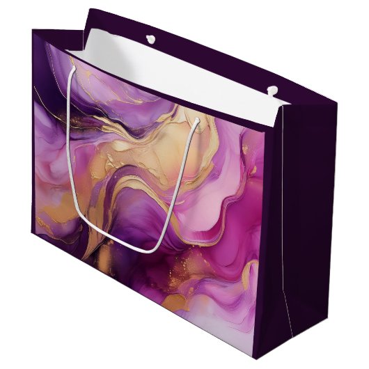 Modern Paarse roze en goud- Groot Cadeauzakje (Voorkant Gekanteld)