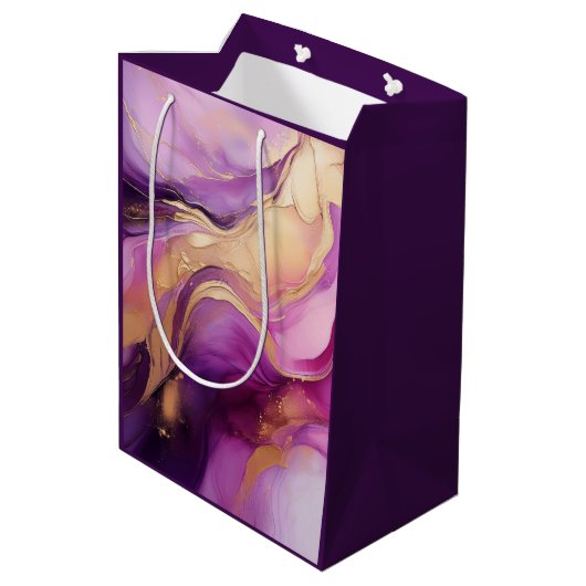 Modern Paarse roze en goud- Medium Cadeauzakje (Achterkant Gekanteld)