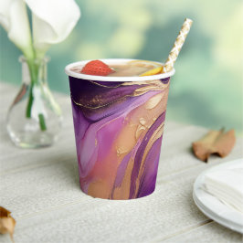 Modern Paarse roze en goud- Papieren Bekers