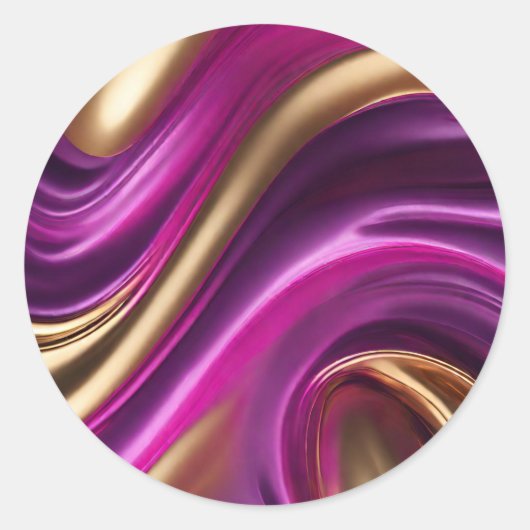 Modern-Paarse Roze en Goud- Ronde Sticker (Voorkant)