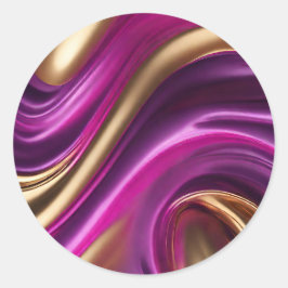 Modern-Paarse Roze en Goud- Ronde Sticker