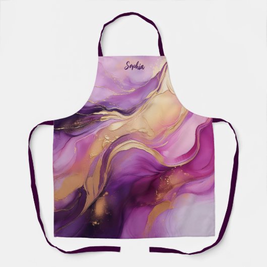 Modern Paarse roze en goud- Schort (Voorkant)