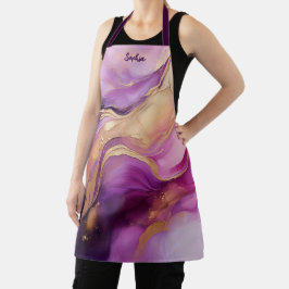 Modern Paarse roze en goud- Schort