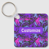 Modern Paarse, roze en hemelsblauw Abstract patroo Sleutelhanger (Voorkant)