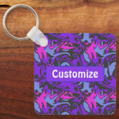 Modern Paarse, roze en hemelsblauw Abstract patroo Sleutelhanger (Voorkant)