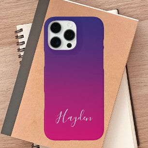 Modern Paarse Roze Gradient Eenvoudig Script Monog iPhone 16 Pro Max Hoesje