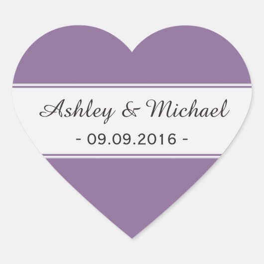 Modern Paarse Save the Date Hart Sticker (Voorkant)
