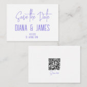 Modern Paarse Script De datum opslaan Notitiekaartje (Voorkant / Achterkant)