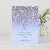 Modern Paarse Silver Glam Glitter Sweet 16 Kaart (Staand voorkant)