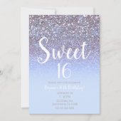 Modern Paarse Silver Glam Glitter Sweet 16 Kaart (Voorkant)