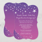 Modern Paarse Star Baby shower Invitation Kaart (Voorkant / Achterkant)