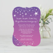 Modern Paarse Star Baby shower Invitation Kaart (Staand voorkant)