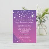 Modern Paarse Star Baby shower Invitation Kaart (Staand voorkant)