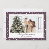 Modern Paarse sterren Fotoliefkerst Feestdagenkaart (Voorkant)