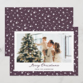 Modern Paarse sterren Fotoliefkerst Feestdagenkaart (Voorkant / Achterkant)