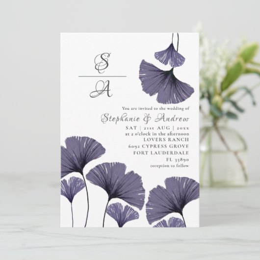 Modern Paarse uitnodiging voor het uitzenden van e (Staand voorkant)