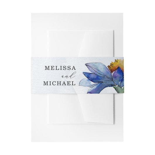 Modern Paarse Waterverf Daisy Wedding Uitnodigingen Wikkel (Voorkant Voorbeeld)