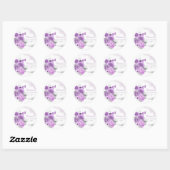 Modern Paarse Waterverf Floral Girl Baby shower Ronde Sticker (Vel)