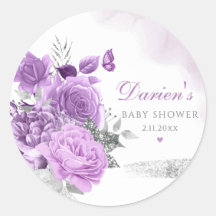 Modern Paarse Waterverf Floral Girl Baby shower