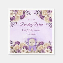 Modern paarse Waterverf Teddy Bear Baby shower