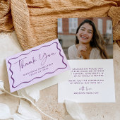 Modern Paarse Wavy Lijst Foto Afstuderen Bedankkaart