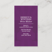 Modern Paarse Winery Visitekaartje (Achterkant)